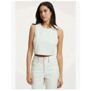 NWT Good American Faux Leather Crop Tank Top Bonde Size 3 (XL)